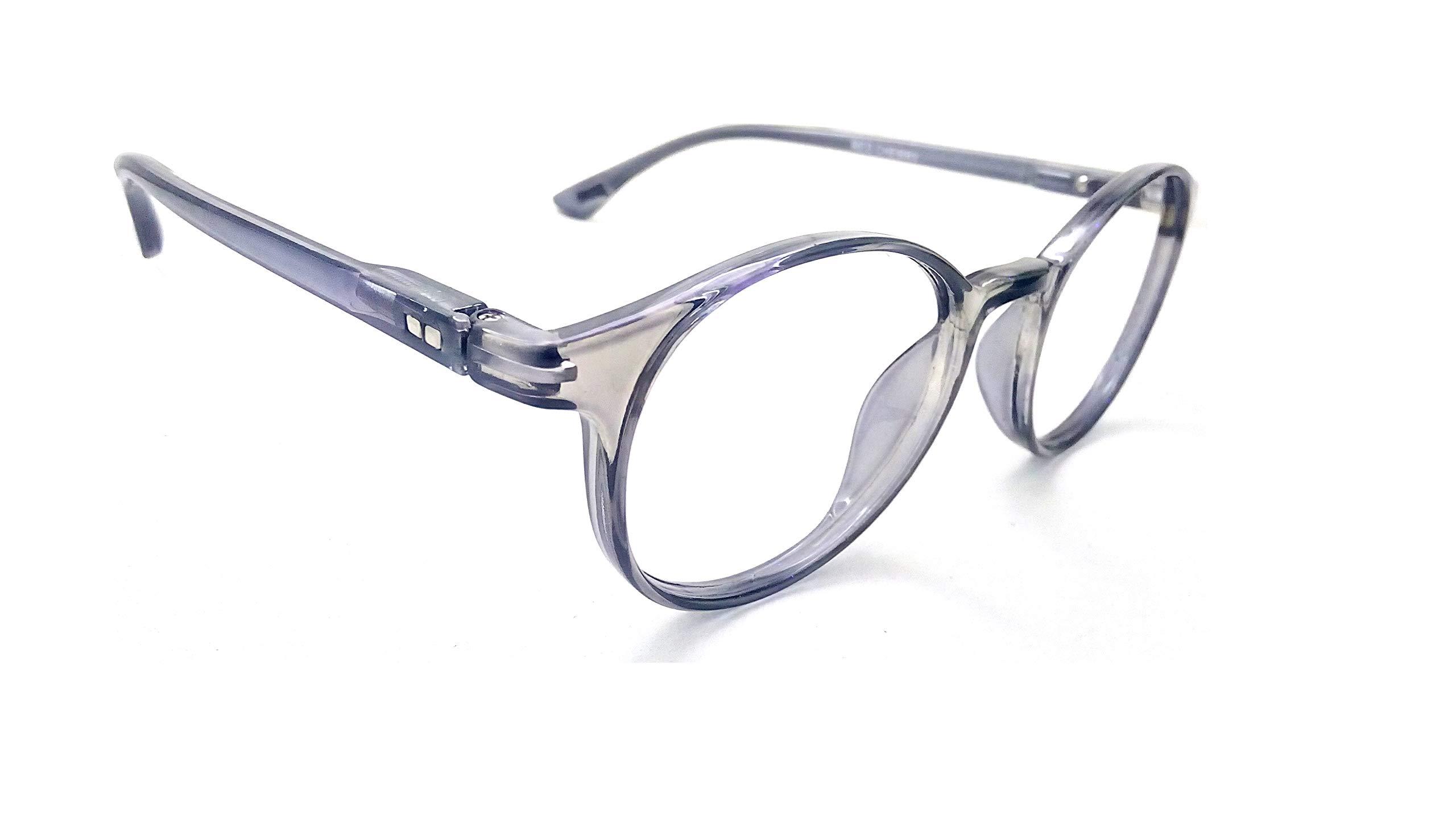 N Specs N Specs Anti Reflective Glasses Grey Coloured TR Fully Light Weight Ovel Type Unisex Frame With Zero Power Reflection Free Computer Glasses (Green Anti Reflected Glass)