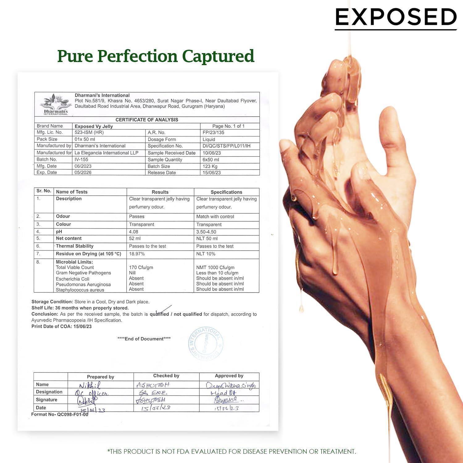 EXPOSED Exposed VY Jelly Lubricant Gel For Men & Women | Water-Based Lubricant | 100% Natural & Food Grade 50ml