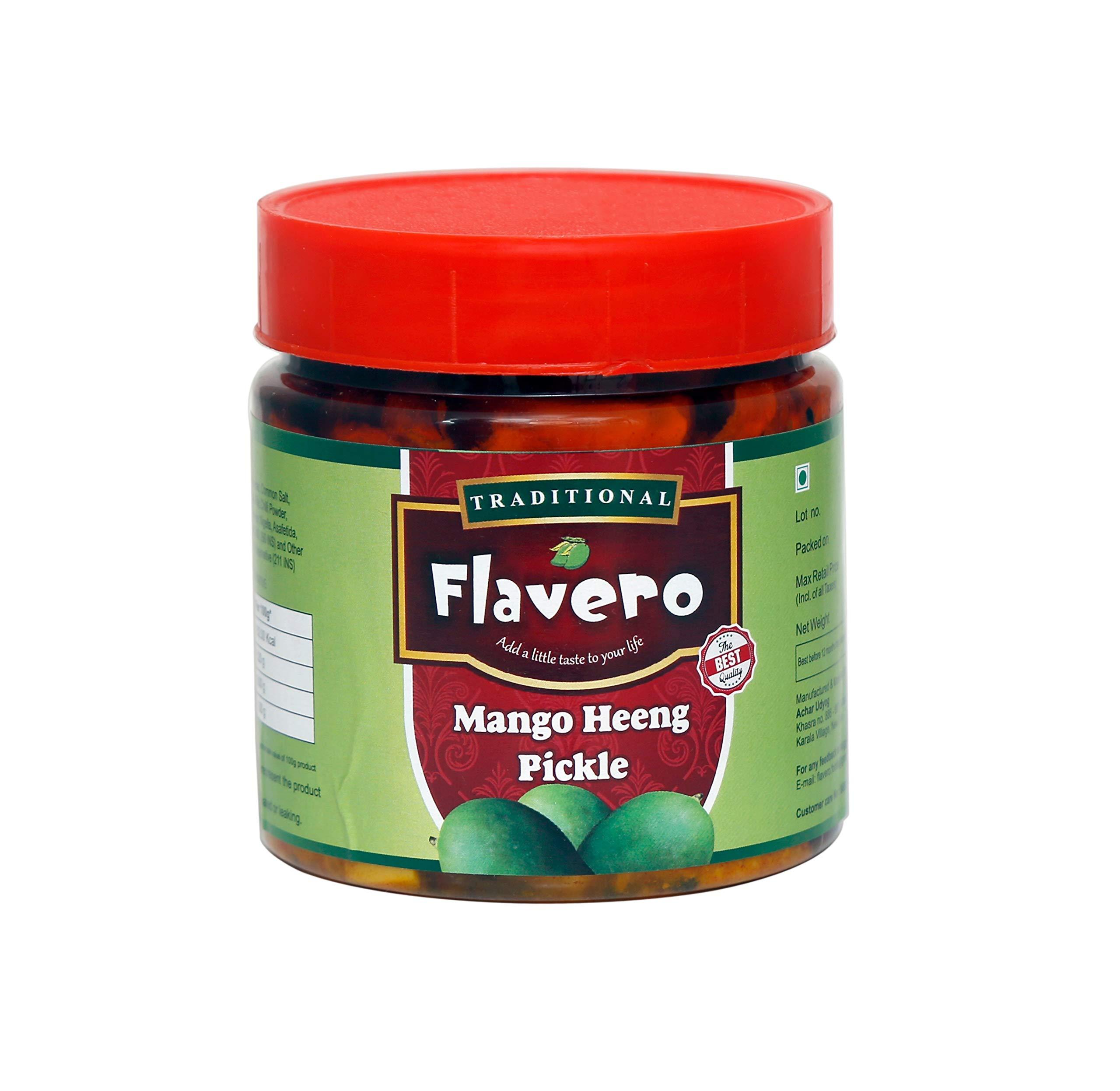 Flavero Flavero Mango Heeng Pickle (400gm) | Peeled and Seedless Mango Pickle | Enjoy Our 22 Varieties of Pickles | Visit Flavero Store
