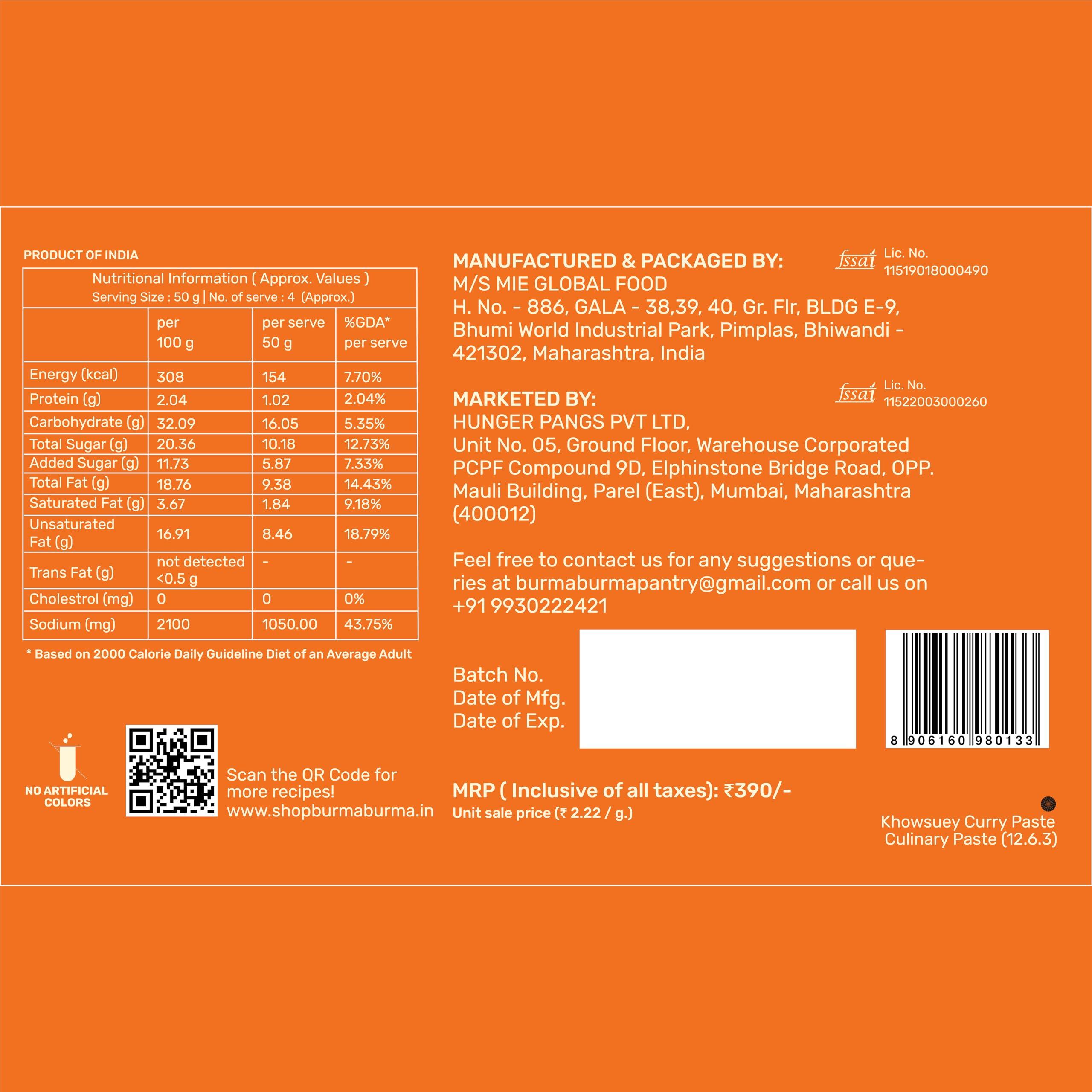 BURMA BURMA Burma Burma Khowsuey Curry Paste - 175 Gms | Authentic Burmese Ready-to-Cook Restaurant Style Khow Suey Paste | 3 Step Cook 100% Vegan & Gluten-Free | Serves 4-5 (Pack of 1)