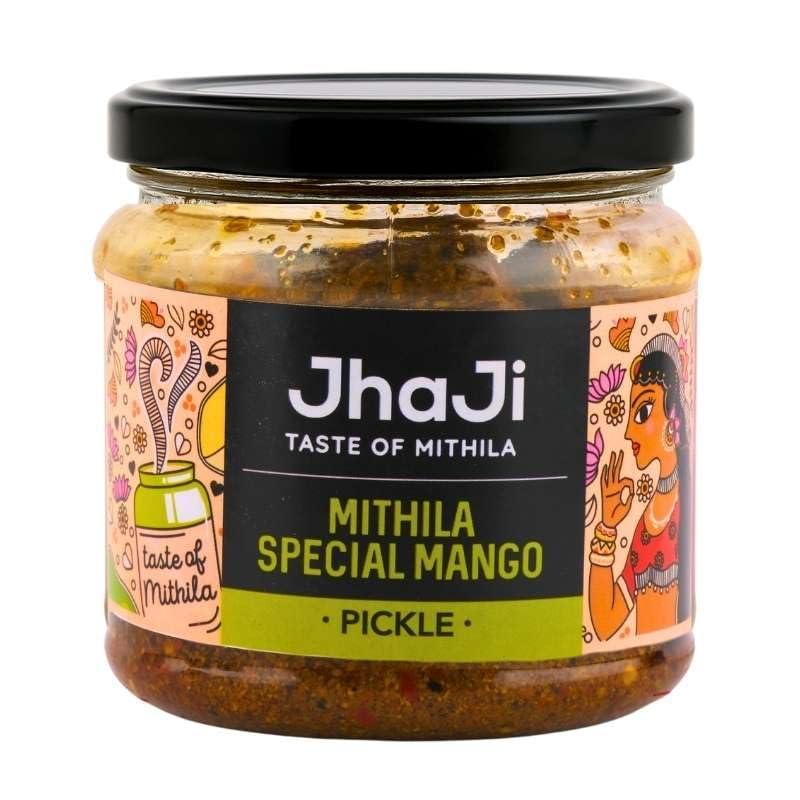 JhaJi - Taste of Mithila JhaJi - Taste of Mithila Special Mango Pickle|Bihari Style Aam Ka Achaar|Tangy & Spicy|Masaledaar & Khatta|1-Inch Mango Pieces|Sun-Dried. No Artificial Preservatives & Colors|Bihari-Style Pickle,250G