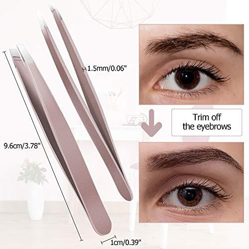 Mudder 12 Pieces Eyebrow Tweezers Stainless Steel Slant Tip Tweezers Facial Hair Eyebrow Precision Tweezers for Men and Women (Rose Gold)