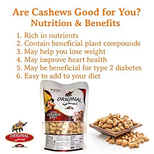Original 1800 (Label) Original Jumbo Cashew 500g | Fresh Cashew Bold Big Sized | Plain Jumbo Cashew | Bada Dana Kaju Pack of 500gm | Plain Cashew big size | Kaju | Original| 1800 (Label)