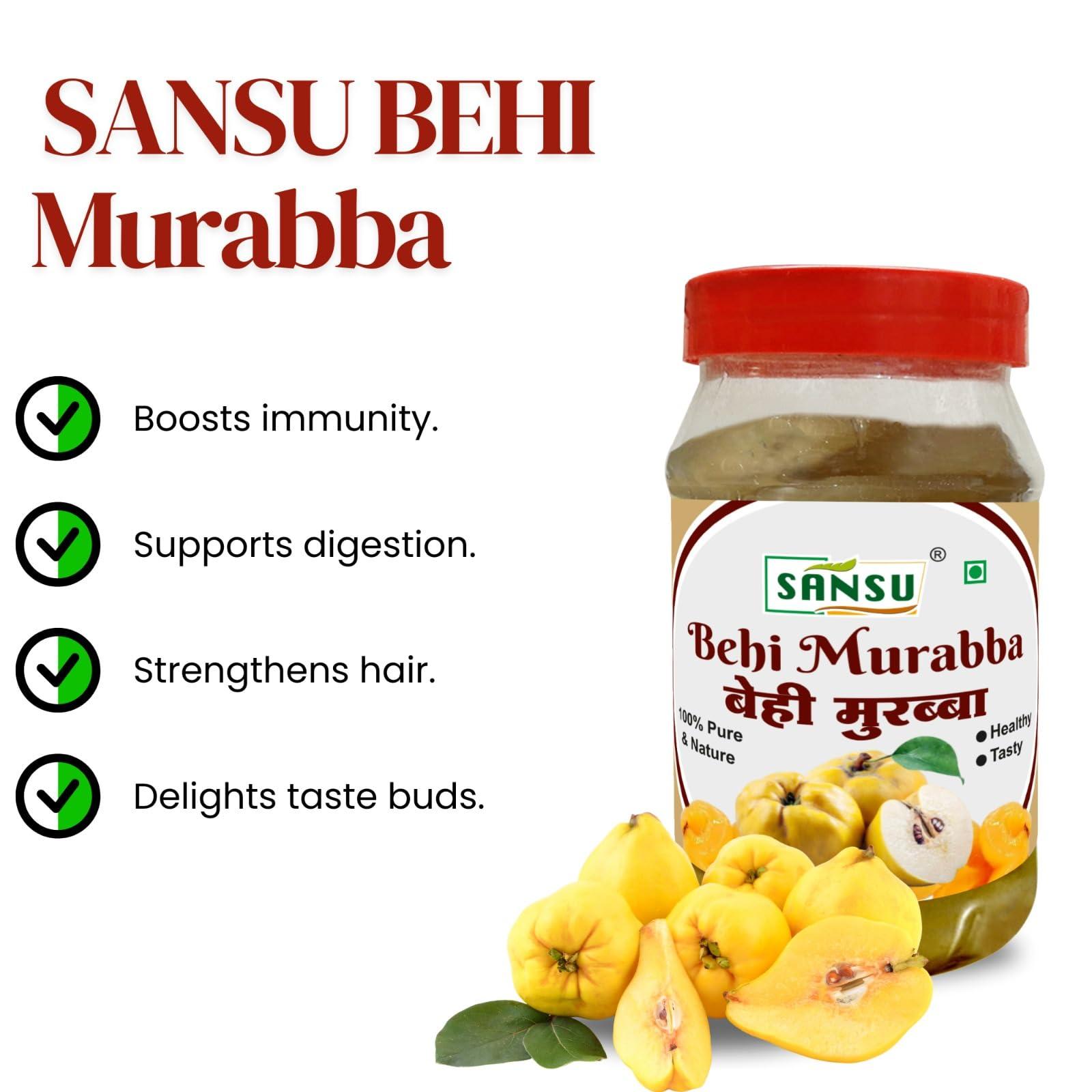 SANSU SANSU Behi Murabba \"Natural Pure Hygienic\" | Behi Murabba, Bihi Murabba, Safarjal Murabba) (Quince Murabba) with \"Raw Forest Honey | Good for Health and Immunity 1 kg