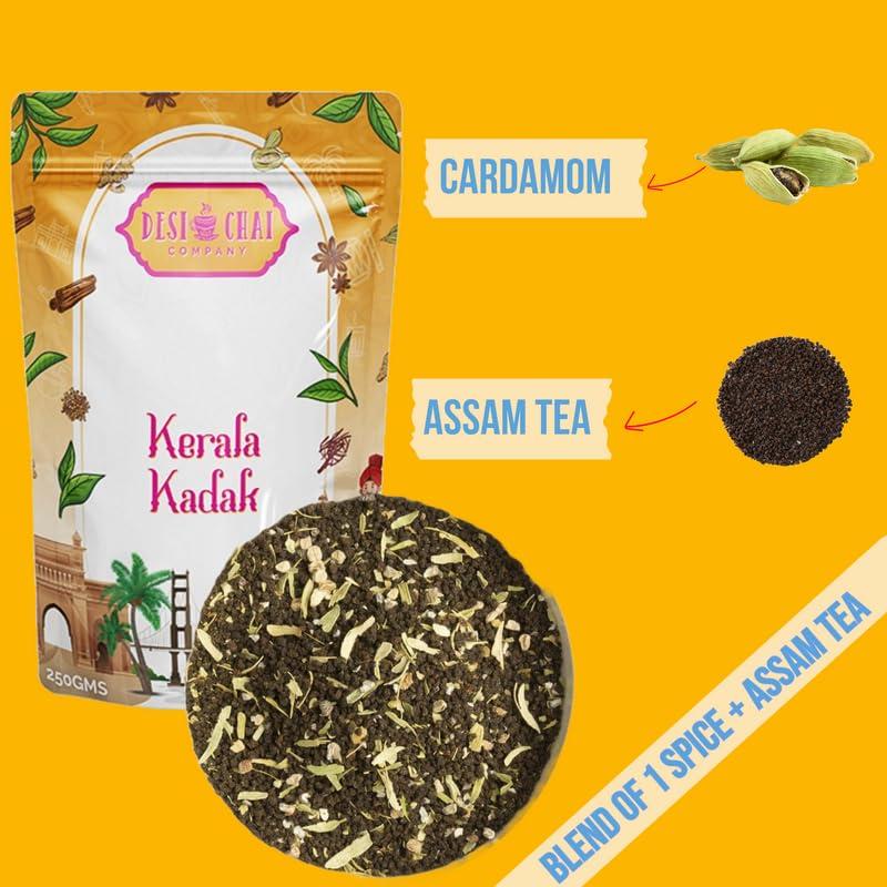 DCC - Desi Chai Co Desi Chai Company Strong Tea & Masala Chai Each 250gm | Masala Chai Patti | Adrak Chai | | 100% Natural Spices Assam CTC Tea & Blended Black Tea Powder | Kadak Chai (Kerala Kadak)