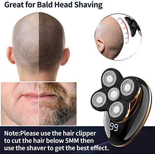 VGR VGR V-316 Mens Head Shaver for Bald Men 5 in 1 LED Electric Cordless Razors Shaving USB Rechargeable Wet Dry Grooming Kit Nose Hair Trimmer IPX5-Waterproof