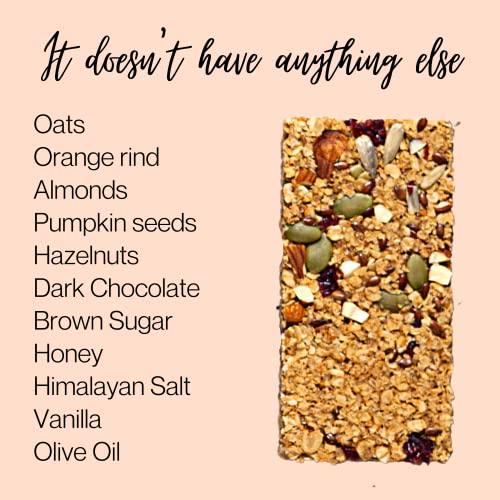 JAGGERY BOX Jaggery Box Nutty Orange Granola Snack Bar | All Natural with Wholegrains & Honey | No Preservatives & Artificial Flavours | 270g, Pack of 6 Bars