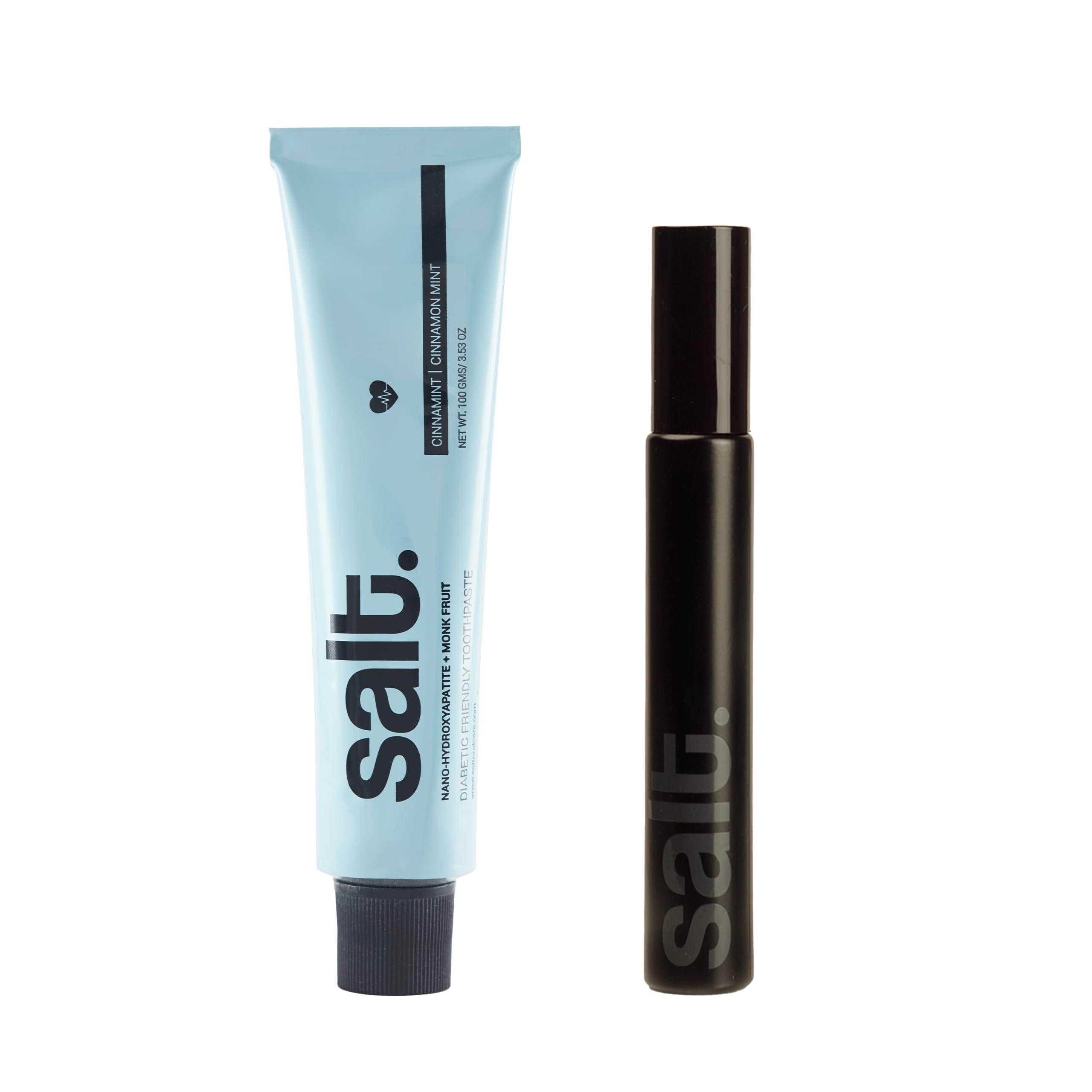 Salt Salt Oral Care Cinnamint Diabetic-Friendly Toothpaste 100g + Amalfi Travel Size Mouth Spray 10ml - Natural Fresh Breath & Oral Hygiene Set