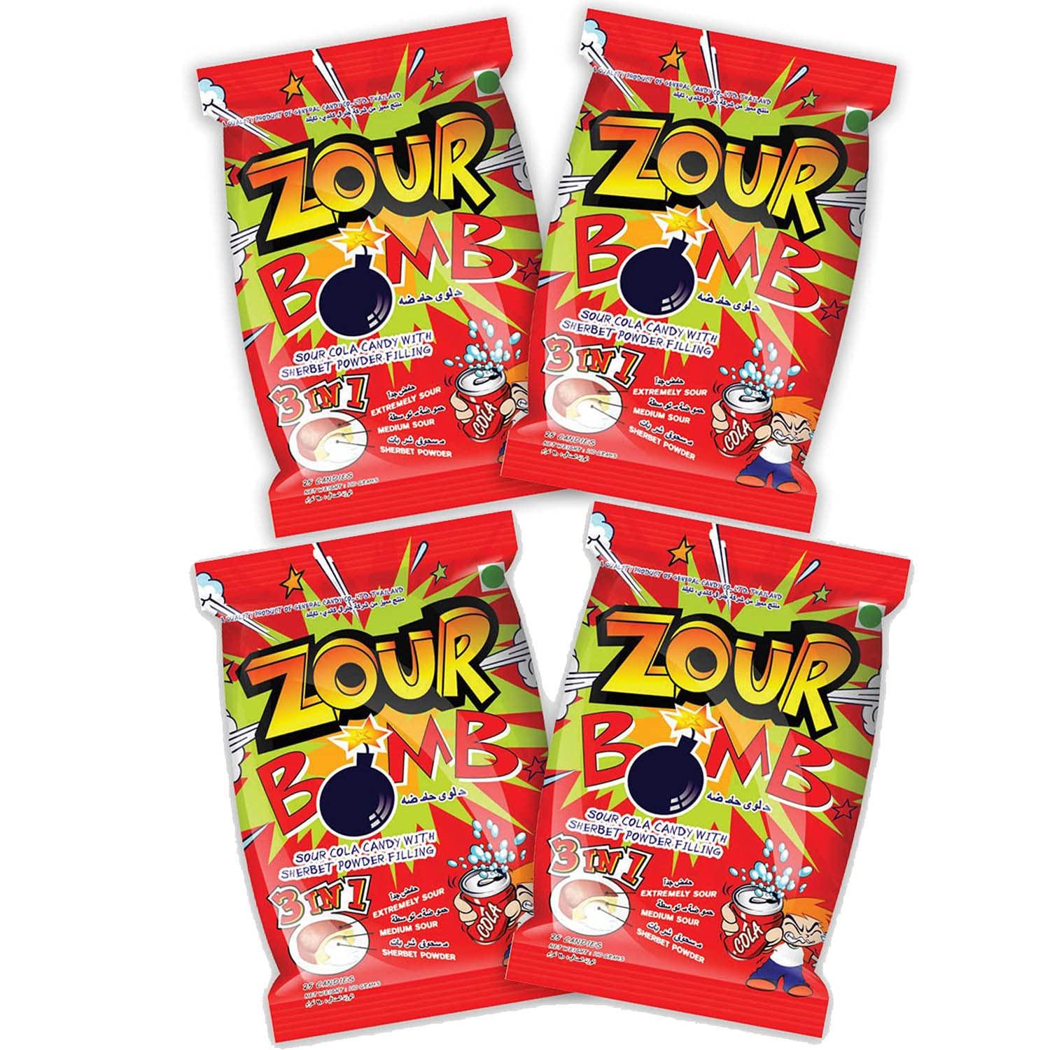Zour Bomb Zour Bomb Cola Candy - Pack Of 4 (110 Gram Each), Sour Candy In Cola Flavor Combo Pack, Product Of Thailand | Share With Friends & Family