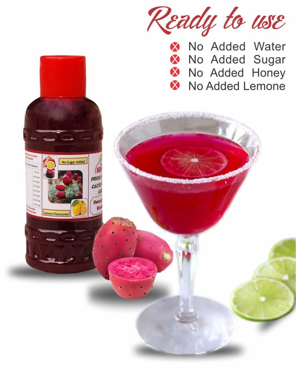 NEMI Nemi Organic Prickly Pear Cactus Juice - Rich in Hemoglobin Sugar Lemon, Vitamin C - Findla Juice Original Pack of 2