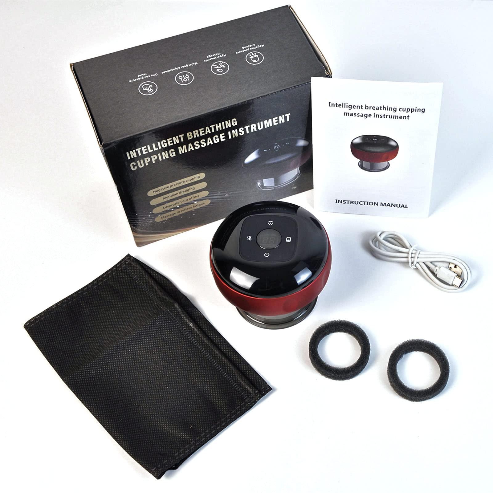 JinDoWin Jindowin Electric Cupping Therapy Massager Device Tool Scraping Hot Compress Suck Function For Arms Back Waist Legs Gua Sha All Body Relaxing,Electric Pressure Vacuum Cupping Machine Set (2 Pcs)