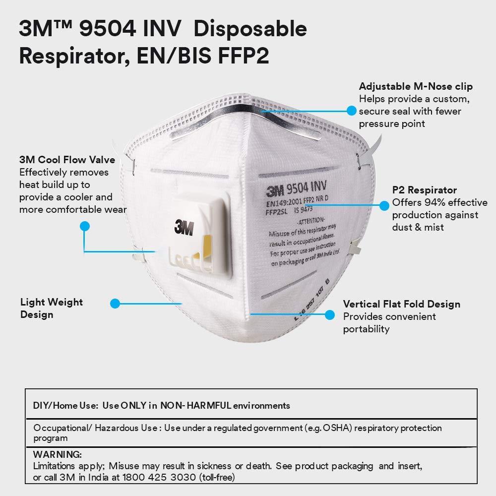 3M 3M 9504 INV FFP2 Pack of 4
