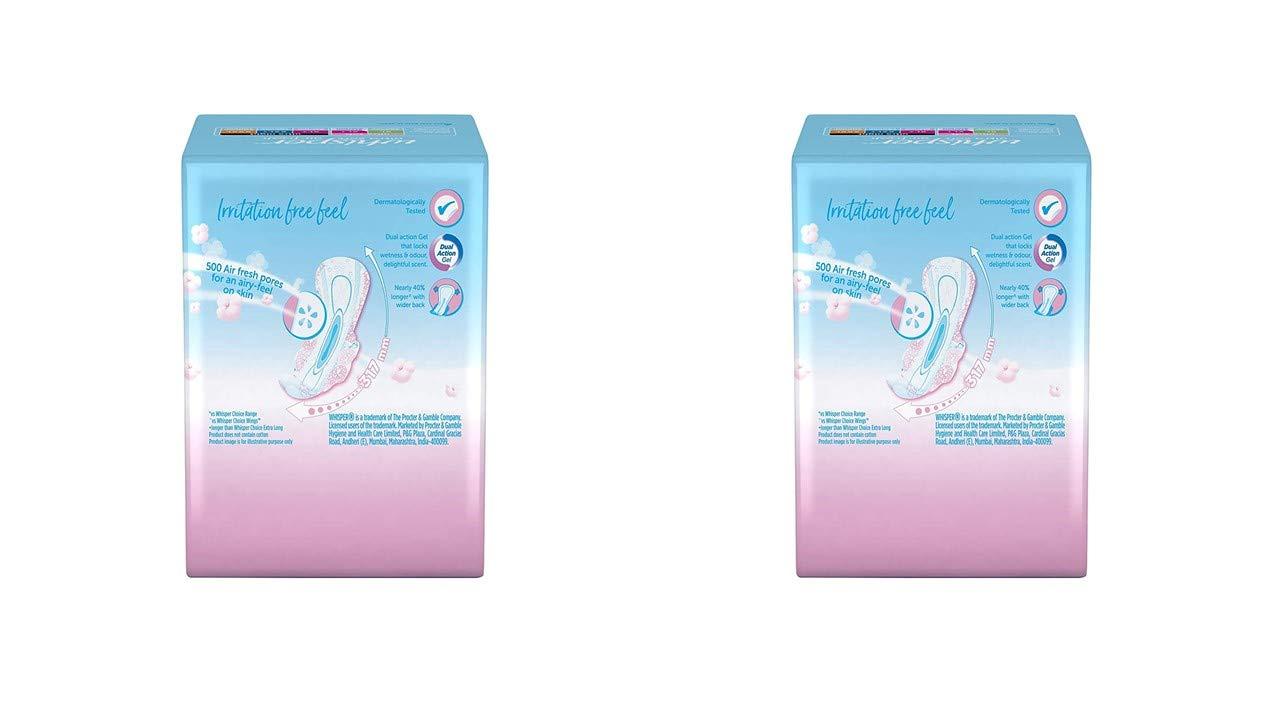 Whisper Whisper Ultra Soft Air Fresh Sanitary Pads for Women, XL+, 15 Napkins (Pack of 2)