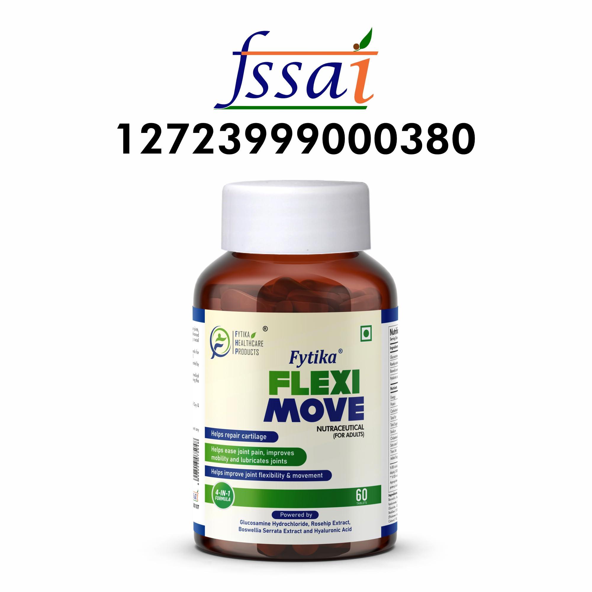 FYTIKA FYTIKA HEALTHCARE PRODUCTS Flexi Move Tablets | Glucosamine, Rosehip Powder extract | Supports Your Bone, Joint, And Cartilage Health | For Men and Women - 60 Tablets each (Pack of 2)