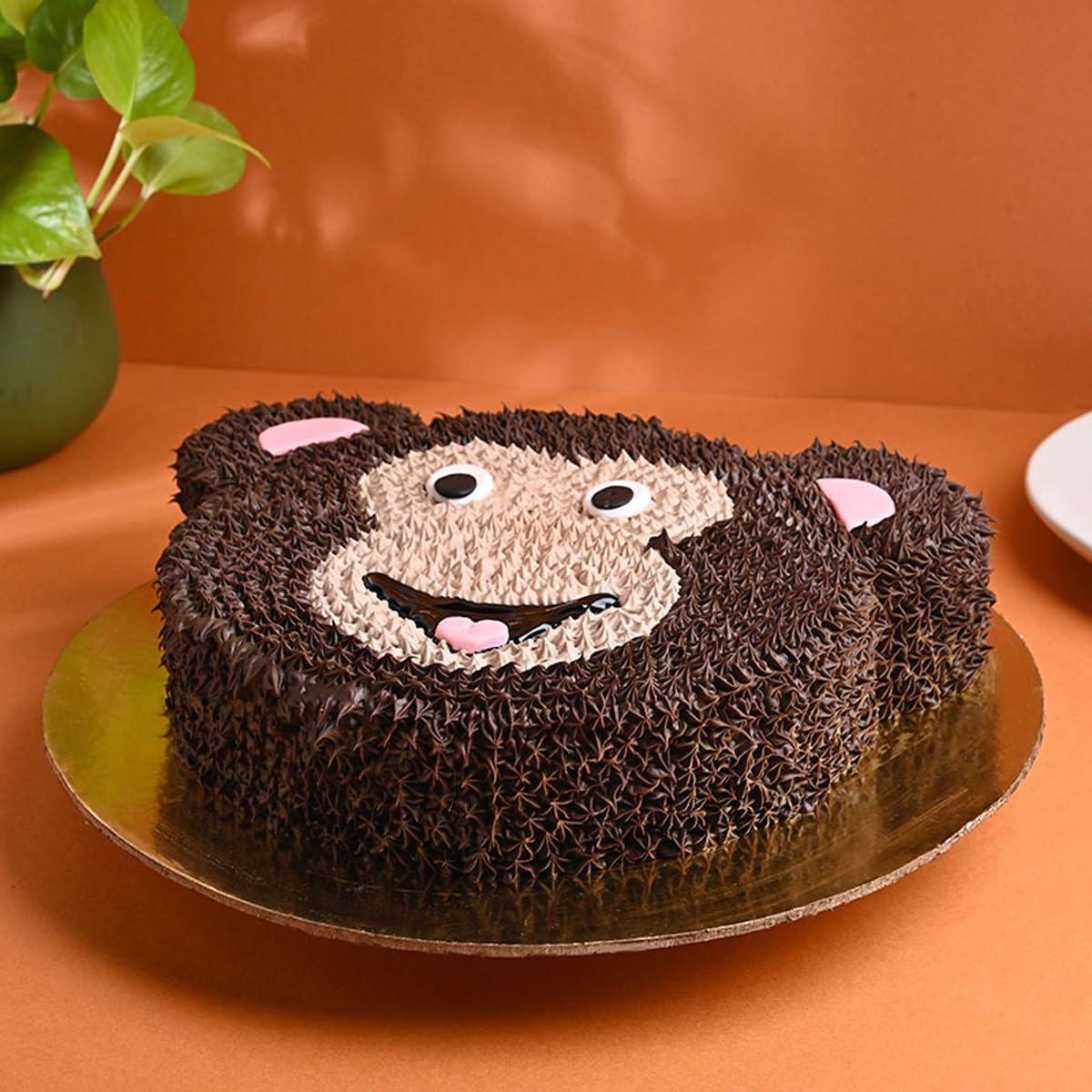 Floweraura FlowerAura Delicious Fresh Playful Monkey Theme Chocolate Kids Cake For Gifting As Birthday Cake, Cheer Up Cake, Appreciation Cake, Daughter\'s Day Cake, Children\'s Day Cake (Same Day Delivery)(2Kg)