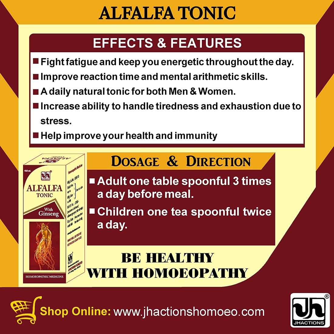 JH MONO JH MONO Alfalfa Tonic with Ginseng 450 ml - 1st Flush Herbs Preparation - Homeopathic, Nourishing, Rejuvenating