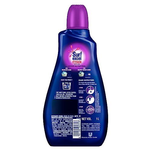 Surf Excel Surf Excel Matic Liquid Front Load Detergent 1 Liter Bottle & Quick Wash Detergent Powder 1 Kg, Washing Powder With Lemon & Bleach To Remove Tough Stains On Clothes - Bucket & Machine Wash