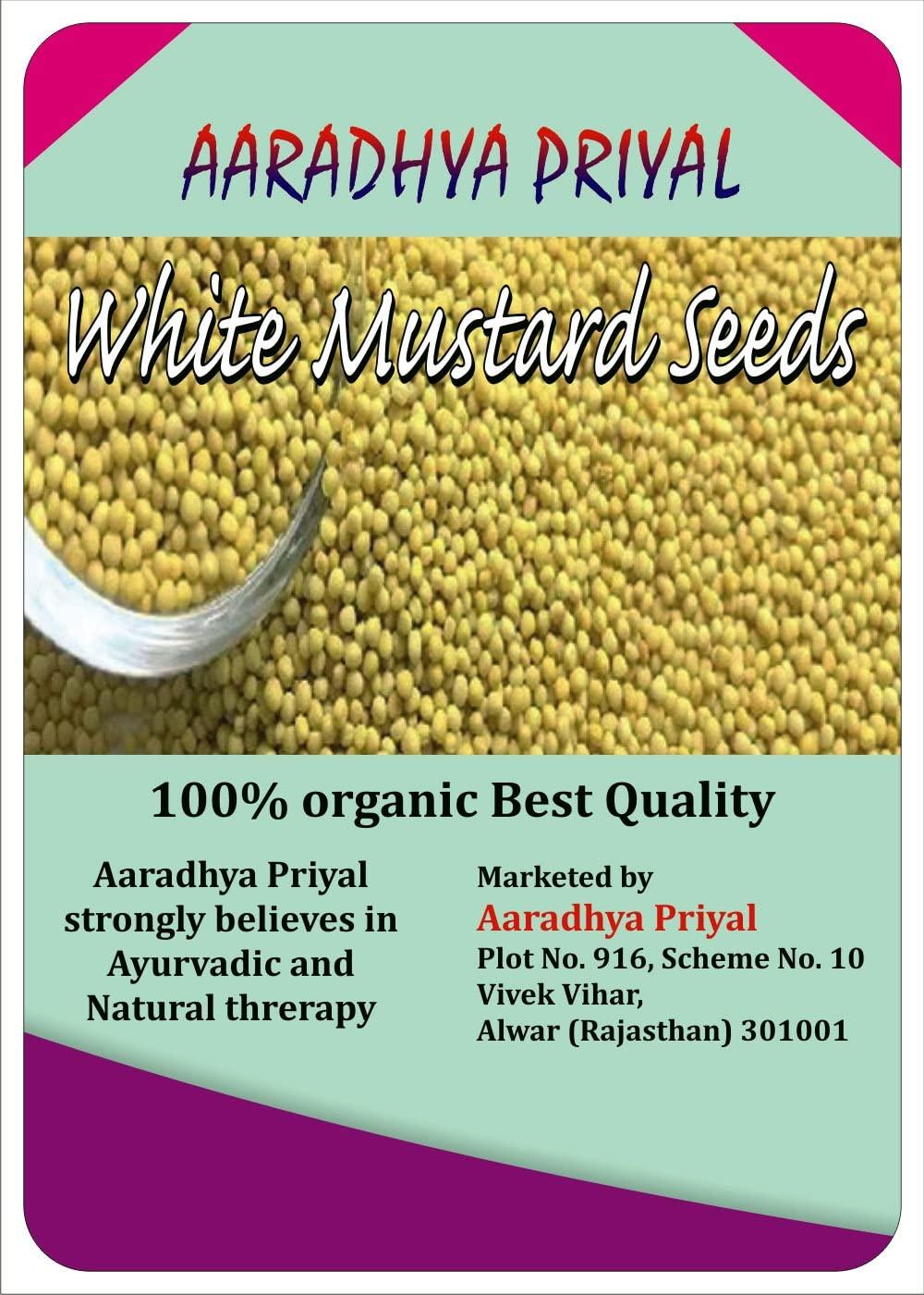 Generic AARADHYA PRIYAL \'White Mustard\', Quality Rai, Naturally Processed, from Farm Picked Fresh Seeds (500gm)