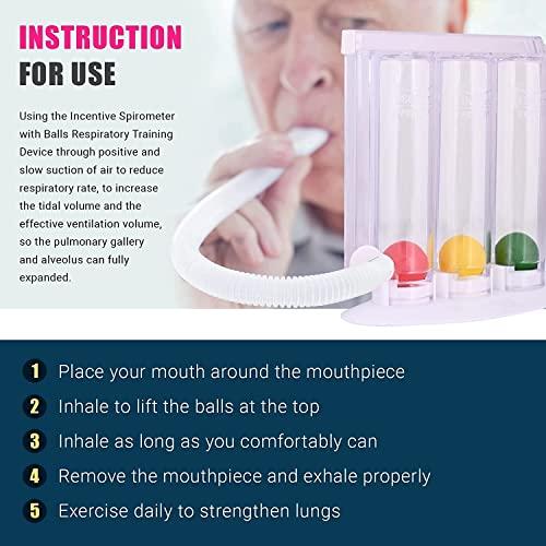Doctist Doctist 3 Ball Lung Exerciser Respiratory Spirometer for Breathing Exercise Respirometer Washable Hygienic & Detachable Breath Measurement System Respiratory Exerciser (Pack 1) M White