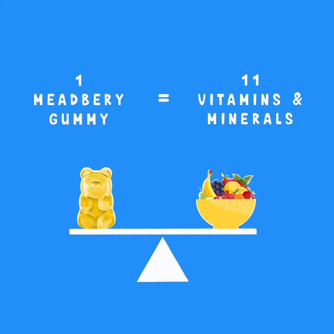 MEADBERY Meadbery Kids Multivitamin Calcium Combo Gummy Bears Glutenfree Formula With Minerals And Vitamins B C D E B12 B6 For Kids Bone Health Growth Kids Bone Teeth Health 30+30 Tasty Gummies