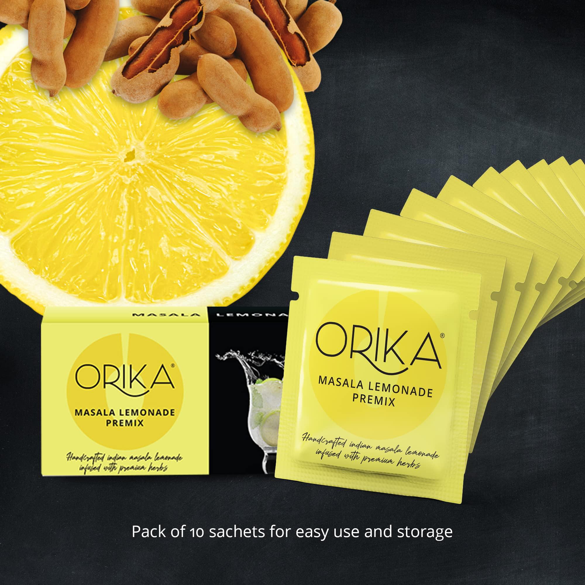 Orika Orika Jaljeera & Masala Lemonade Combo | 20 Sachets (10 Sachets Each Flavour) 380g | Infused With Premium Herbs | Handcrafted Instant Drink Premix | Refreshing Summer Drink
