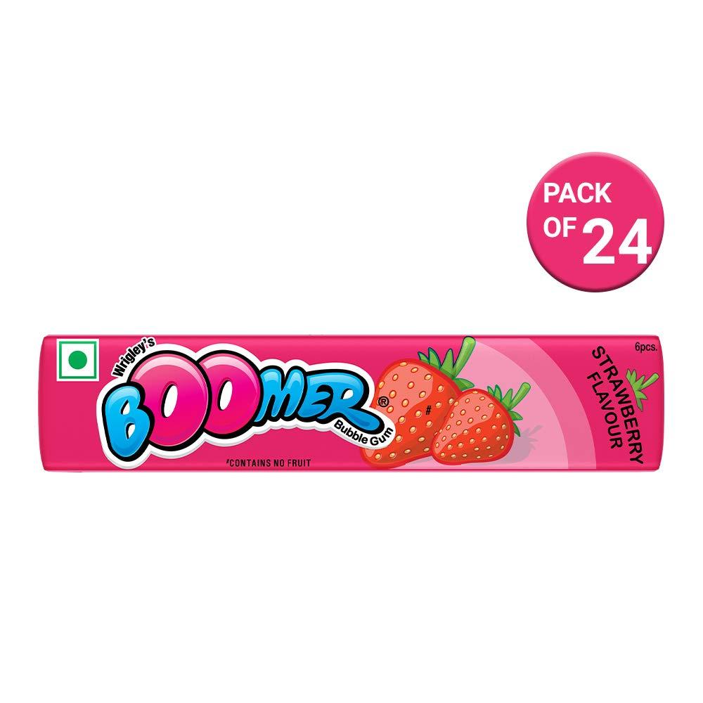 Wrigley\'s Boomer Strawberry Flavour Chewing Gum, 24 X 18.6 g