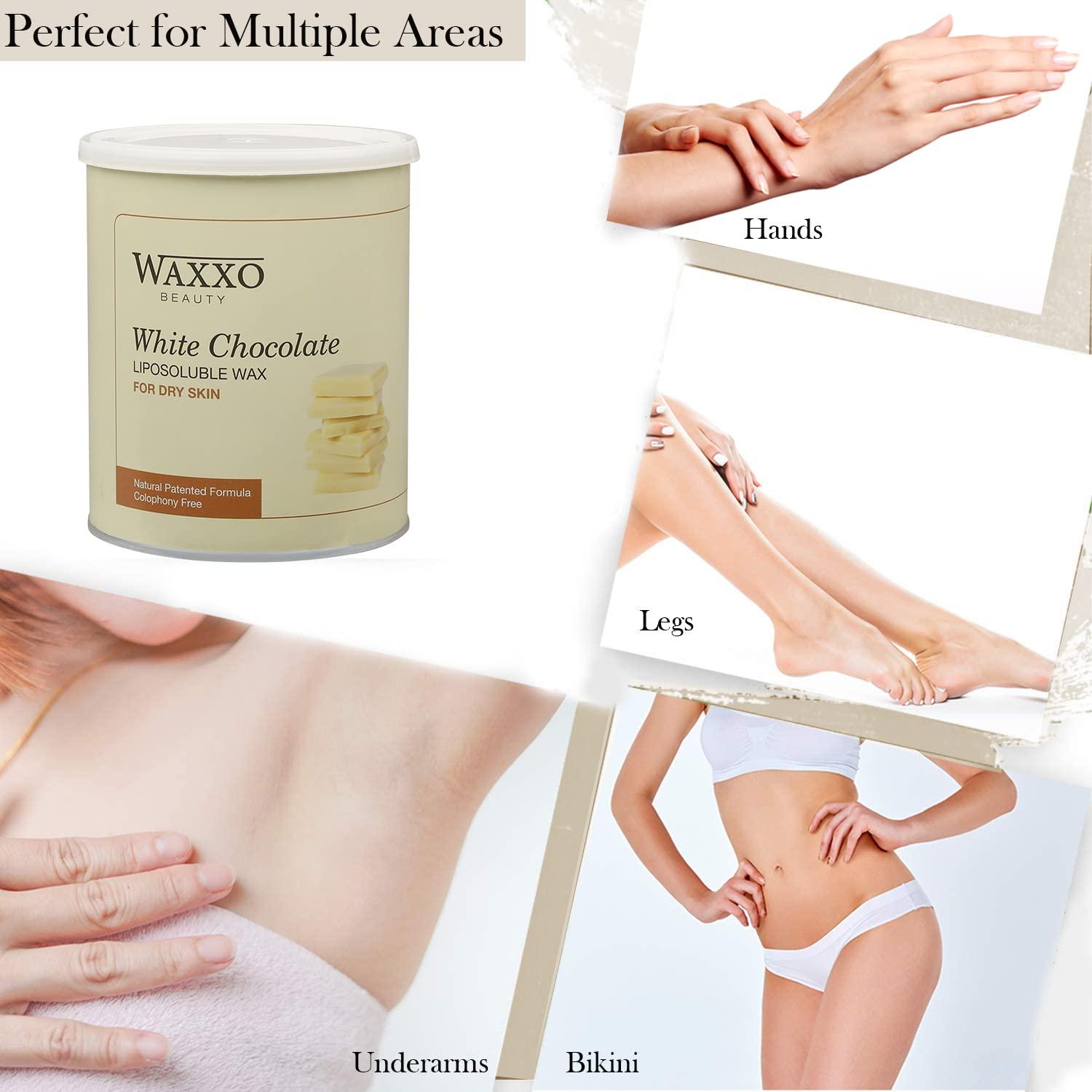WAXXO Waxxo White Chocolate Liposoluble Wax for Dry Skin Men & Women Hair Waxing | Easy Tan Removal with Glyceryl Rosinate and Beeswax | 800ml, Pack of 1