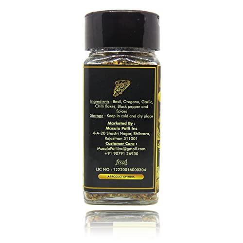 MASALA POTLI Masala Potli Dried Mixed Herbs Multipurpose Pizza Pasta Italian Seasoning for Cooking, Garnishing (Pizza & Pasta Seasoning, Sprinkle Glass Packing - 55 Grams)