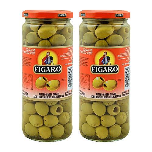 FIGARO Figaro Pitted Green Olives, 14.82 oz / 420 g, 2 Pack