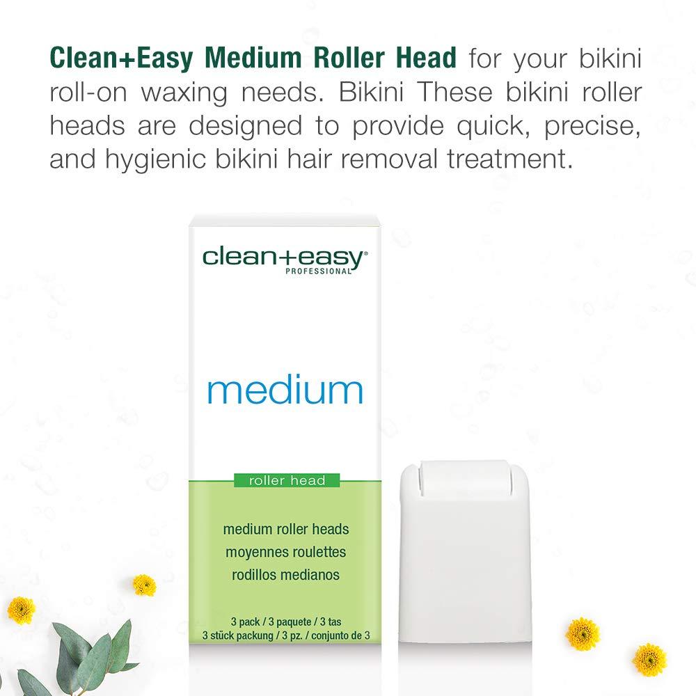 Clean + Easy Clean + Easy Medium Roller head, Bikini Roll-on Waxing System, 3-Pack