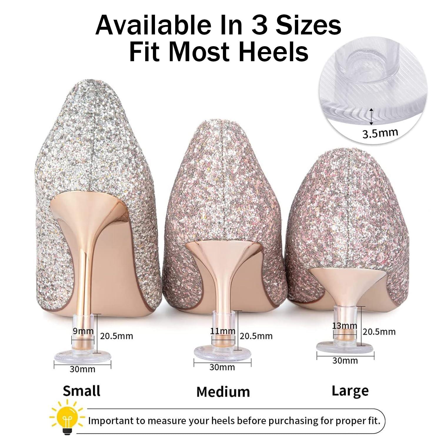 BowieMall Bowiemall High Heel Protectors 3 Pairs Shoe Heel Savers Stoppers Covers for Walking on Grass Uneven Floor High Heel Grass Protector for Women - Transparent (Size S M L)