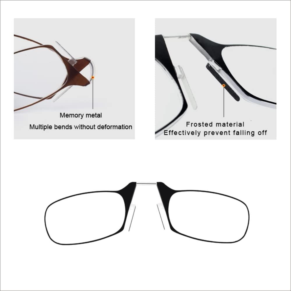 First Lens First Lens Ultra Thin Nose Clip Rimless Reading Glasses For Men & Women Blue 250