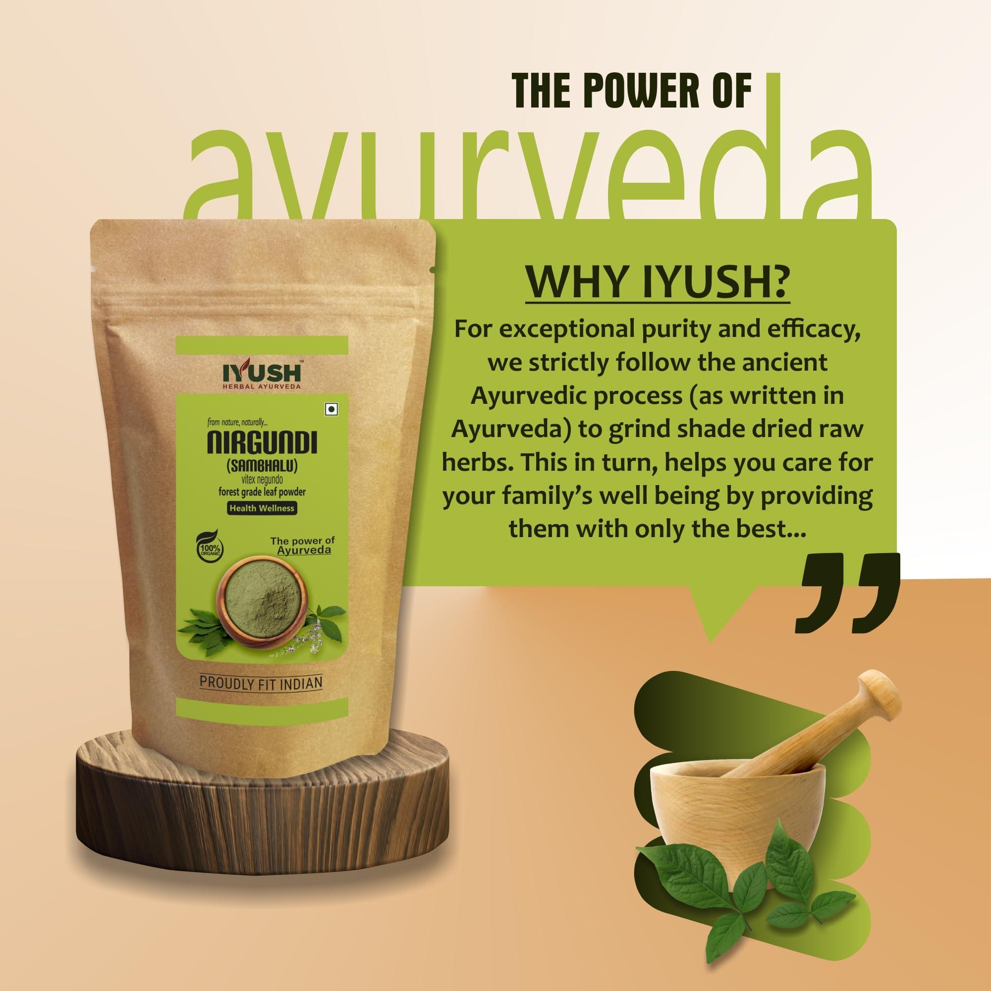 IYUSH Nirgundi Powder, 400 gm | Vitex Negundo Leaves Powder | Herbal Powder for Nurturing Bone and Joint Health |