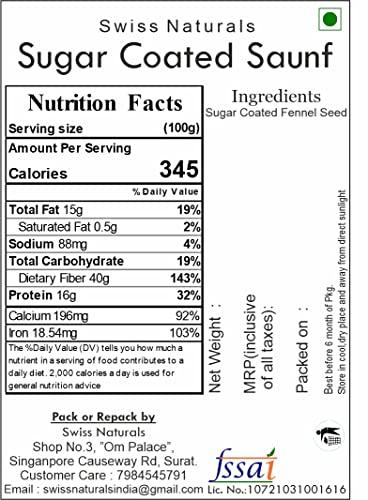 Swiss Naturals Swiss Naturals Sugar Coated Fennel Seeds | Sugar Coated Saunf | Colourful Fennel Candy | Tini Mini Mukhwas 900g