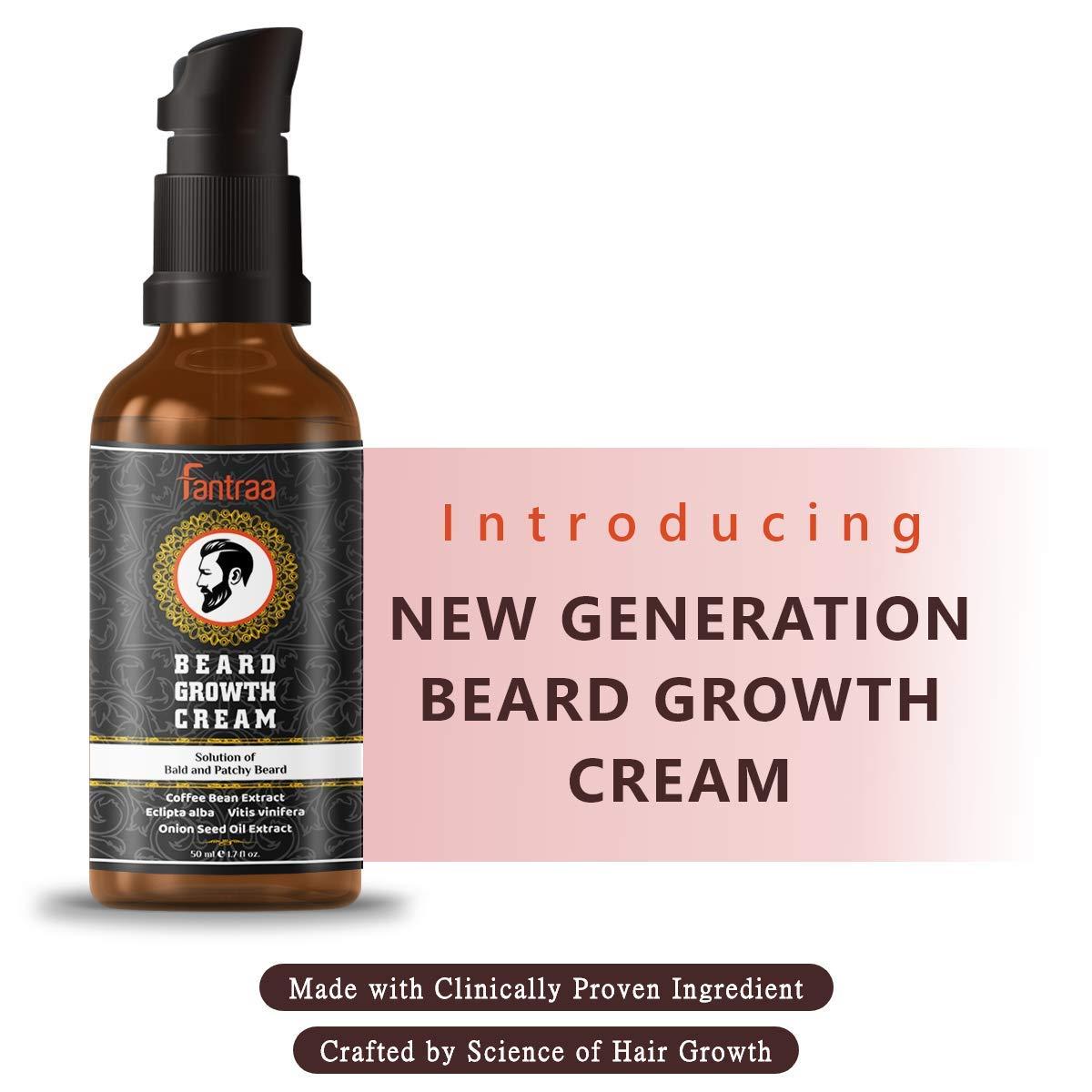 Fantraa Fantraa Beard Growth Cream - 50 Ml - Best Beard Cream for Patchy and Uneven Beard with Coffee Bean & Onion Extract- 100% Natural | Clinically Tested | Non Sticky