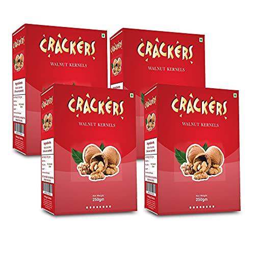 GO Go Crackers Kashmiri Brown Quarters Walnuts Kernels Without Shell, 1 KG (250g x 4)| Walnuts Dry Fruits | Organic Walnuts | Kashmiri Walnuts Kernels for Snacking & Baking