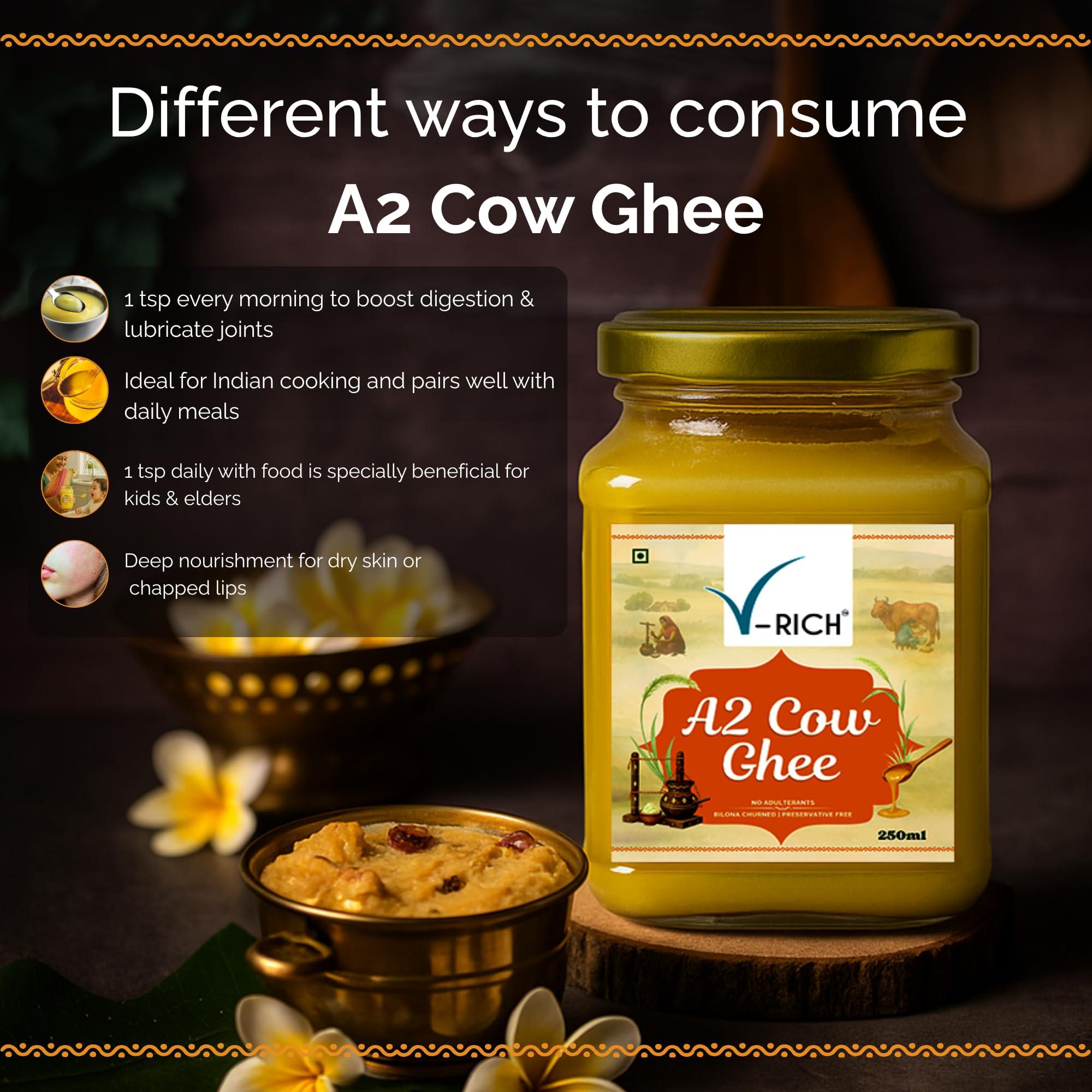 V-Rich A2 Desi Cow Ghee (250ml)