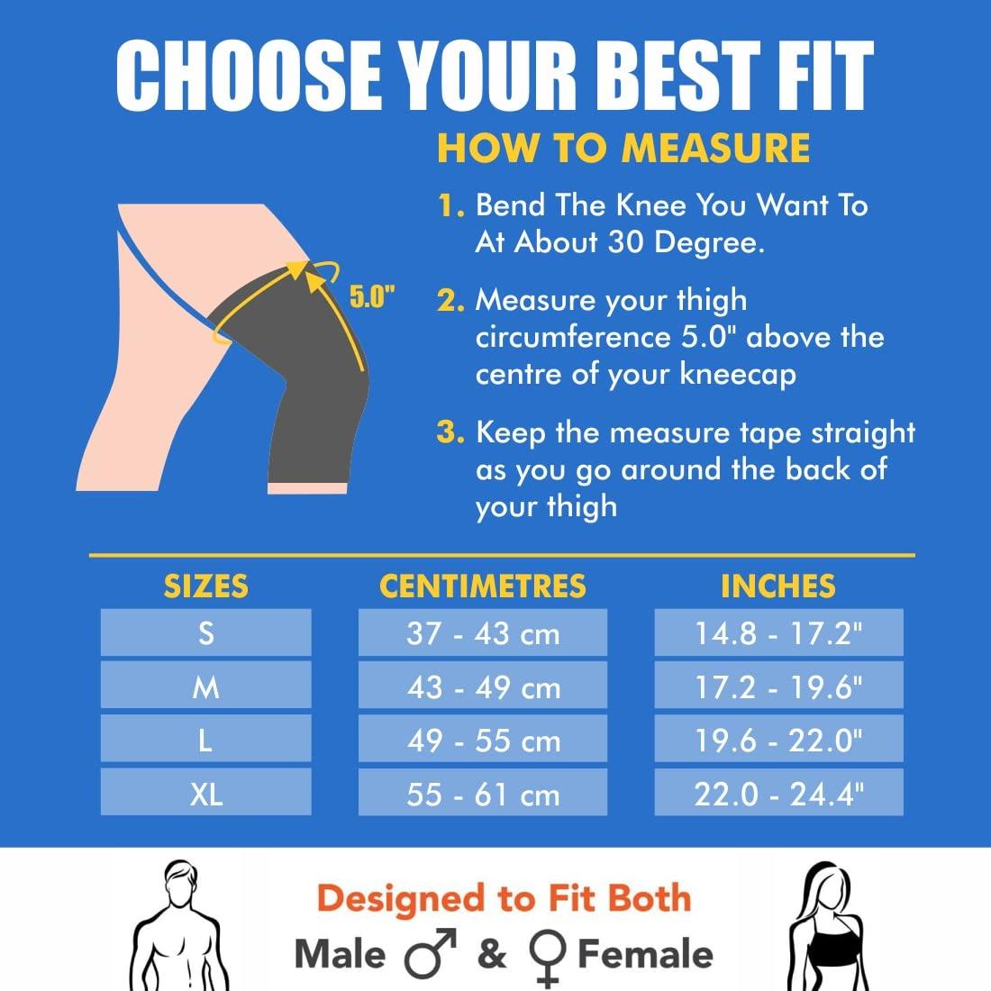 AccuSure AccuSure Orthopedic Pain Relief Bamboo Yarn Knee Support Cap Brace/Sleeves Pair For Sports, Pain Relief, Knee Compression Support, Exercise, Gym, Running, Cycling, Knee Cap Guard Brace Knee Support For Men And Women-Medium