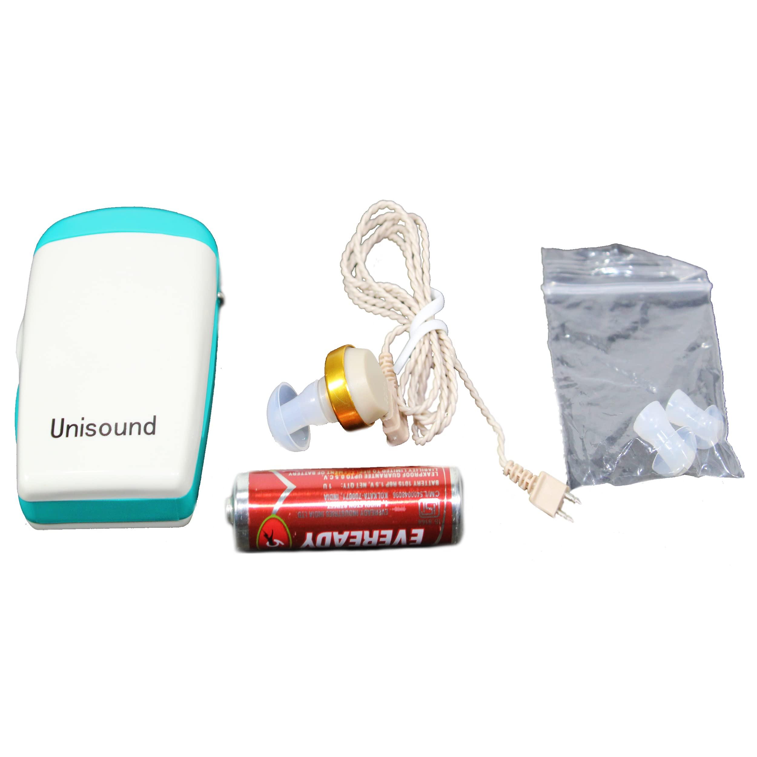 Dishan Dishan Unisound German Made Hearing Aid Machine For Deaf 2 Pin Pocket Amplifier With Warranty Listening Device For Old Age, White