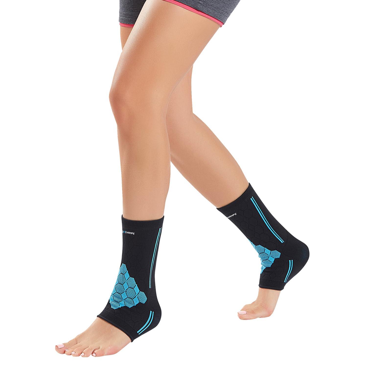 Gochamps GoChamps Ankle Support | Elastic & Lightweight Ankle Brace for Pain Relief, Compression & Stability | Breathable Knit for Men & Women | Ideal for Ankle Stress/Strain | Made with Japanese Technology |Sie - (SMALL)