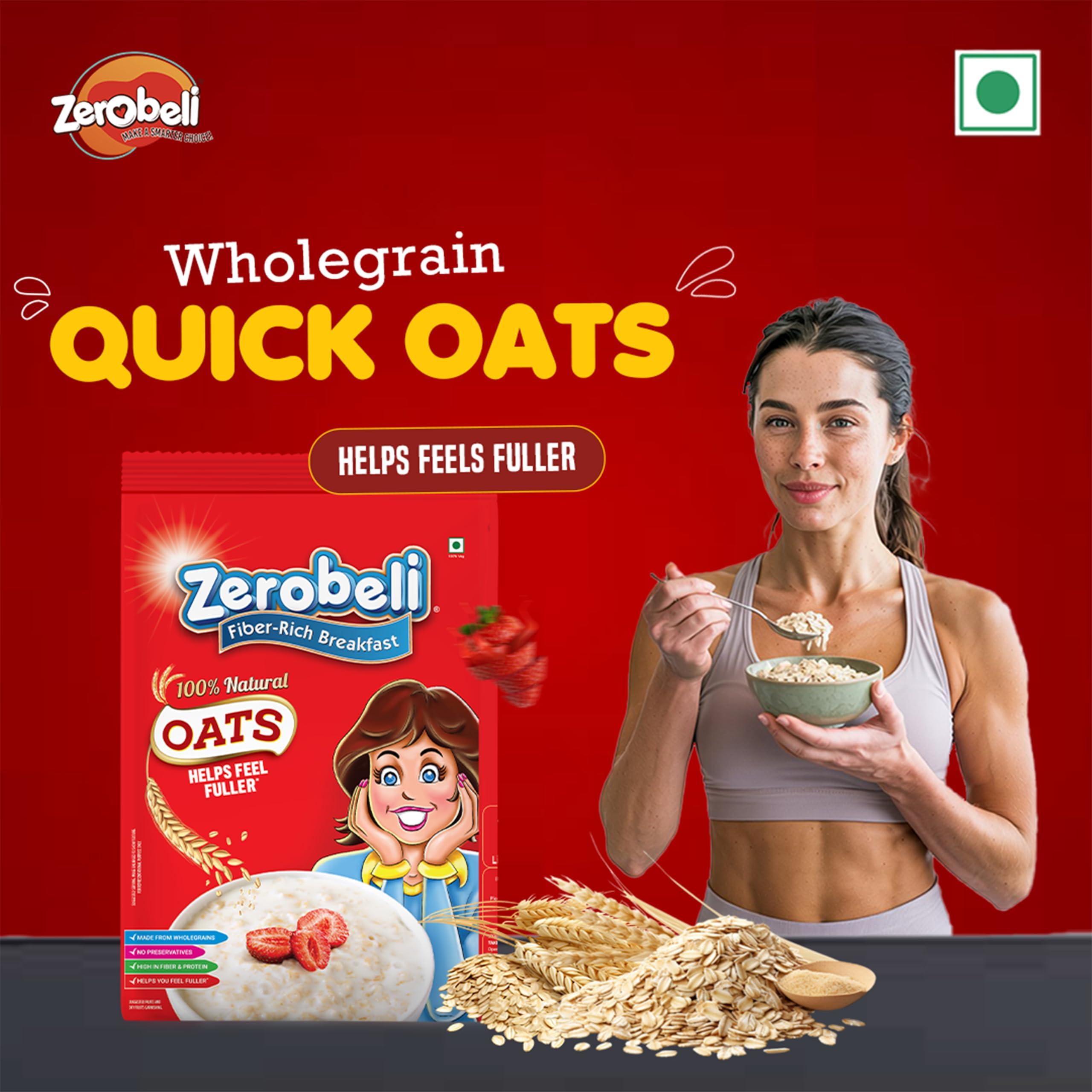 Zerobeli Zerobeli 100% Natural Wholegrain Porridge Oats 1kg - No Preservatives|High in Fiber & Protein|Rich in Antioxidants|