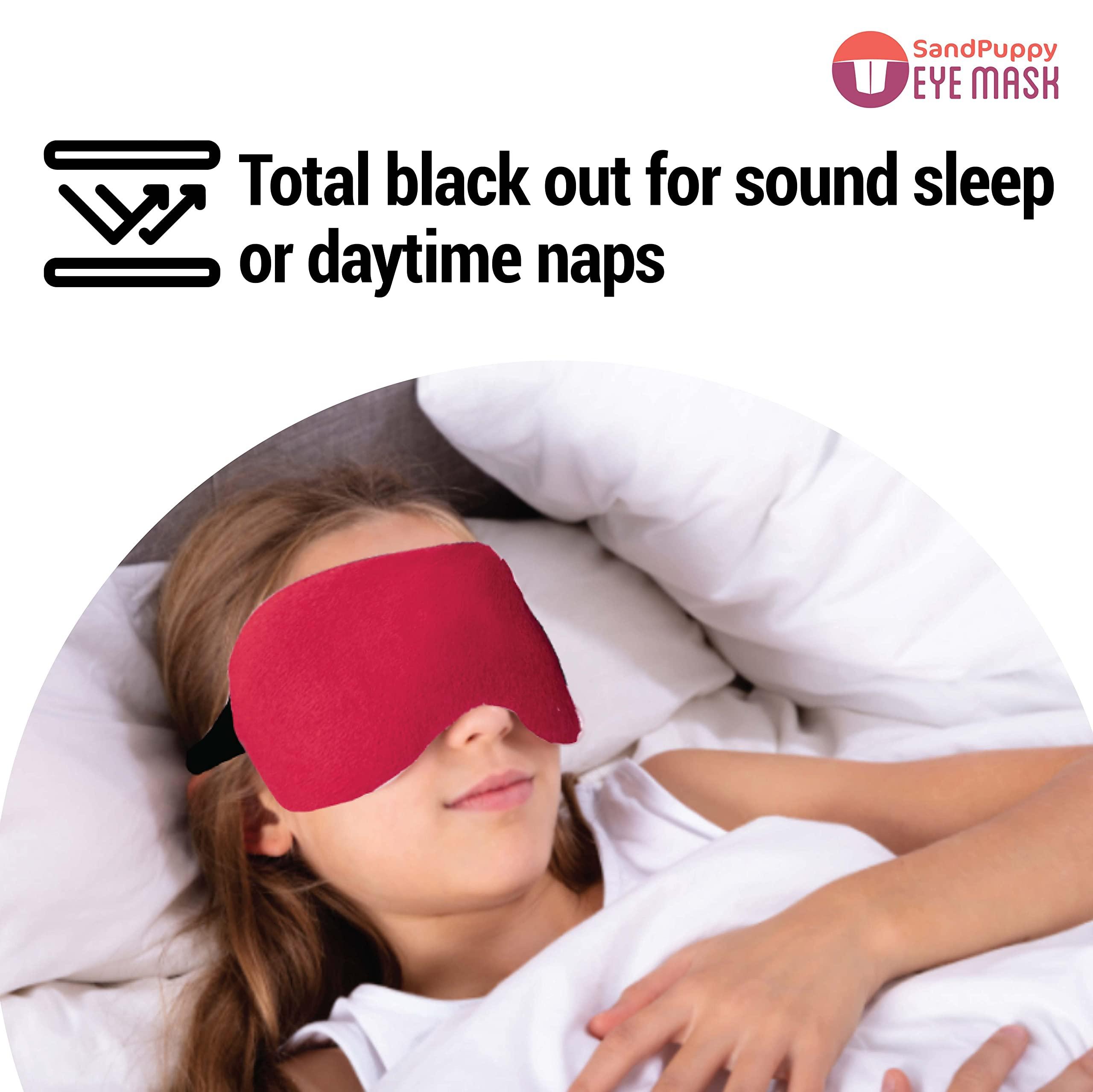 SandPuppy SandPuppy Eyemask - Eye Mask for Sleeping, Meditation, Traveling & Nap Anytime Anywhere | 100% Light Blocking Soft Fleece Fabric material (Coral Red)