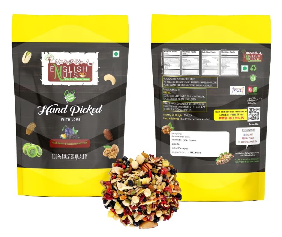 ENGLISH NUTS-THE DRY FRUITS HOUSE English Nuts 1 Kg Mix Nuts Organic Trial Mix | Premium Fruit, Nut & Fiber SuperMix, Healthy Mixed Nuts with Dry Fruits | 10+ Varieties Like Almonds, Cashews, Walnuts, Pumpkin Seeds