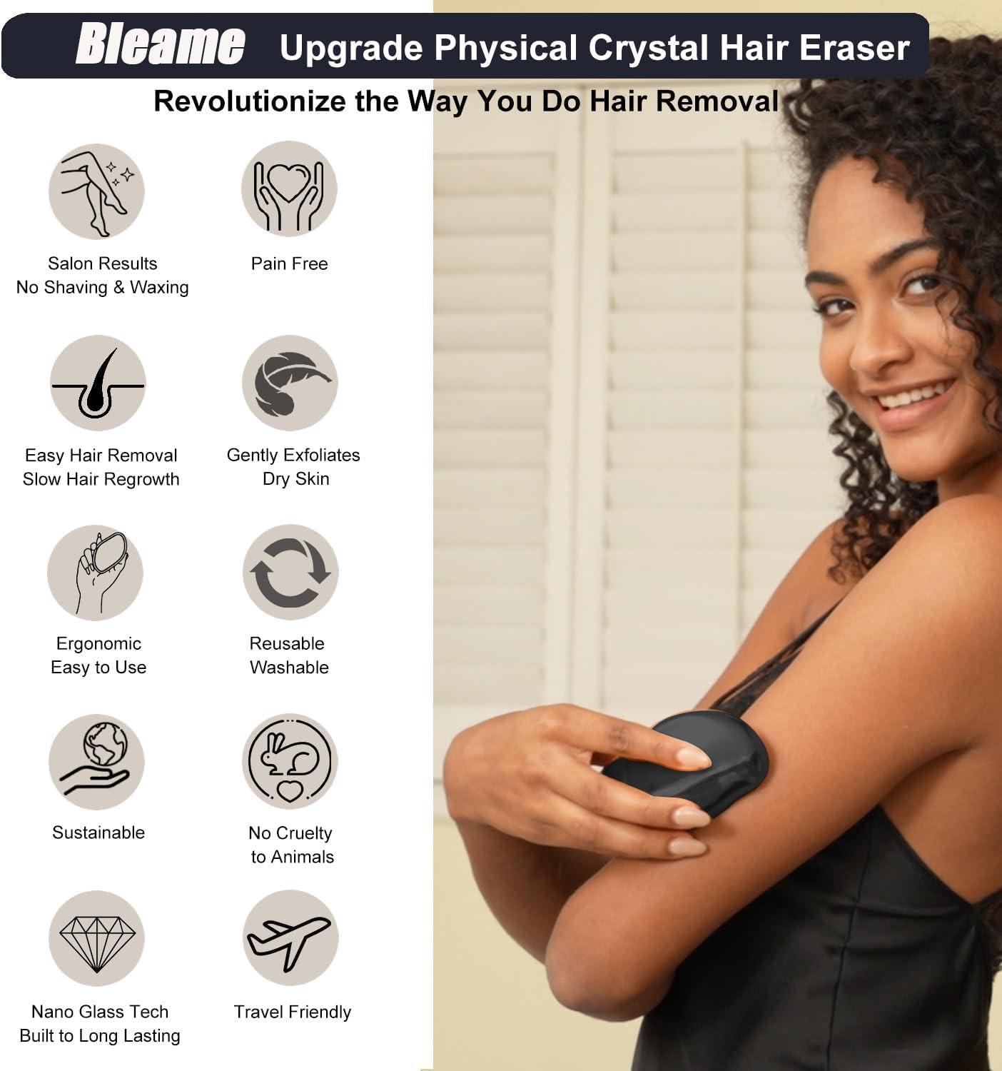 Bleame Bleame Crystal Hair Eraser, Bleame Crystal Hair Remover, for Men & Women Arms Legs Back, Fast & Easy Exfoliate, Soft Smooth Silky Skin, Apply To Any Part Of The Body (Purple) (Black)