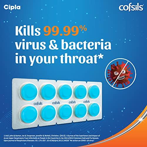 Cipla Cipla Cofsils Lozenges (200 Count) | Fresh Mint Flavour | Quick Relief from Sore Throat, Itchy Throat and Scratchy Throat (10 x 20 Strips)