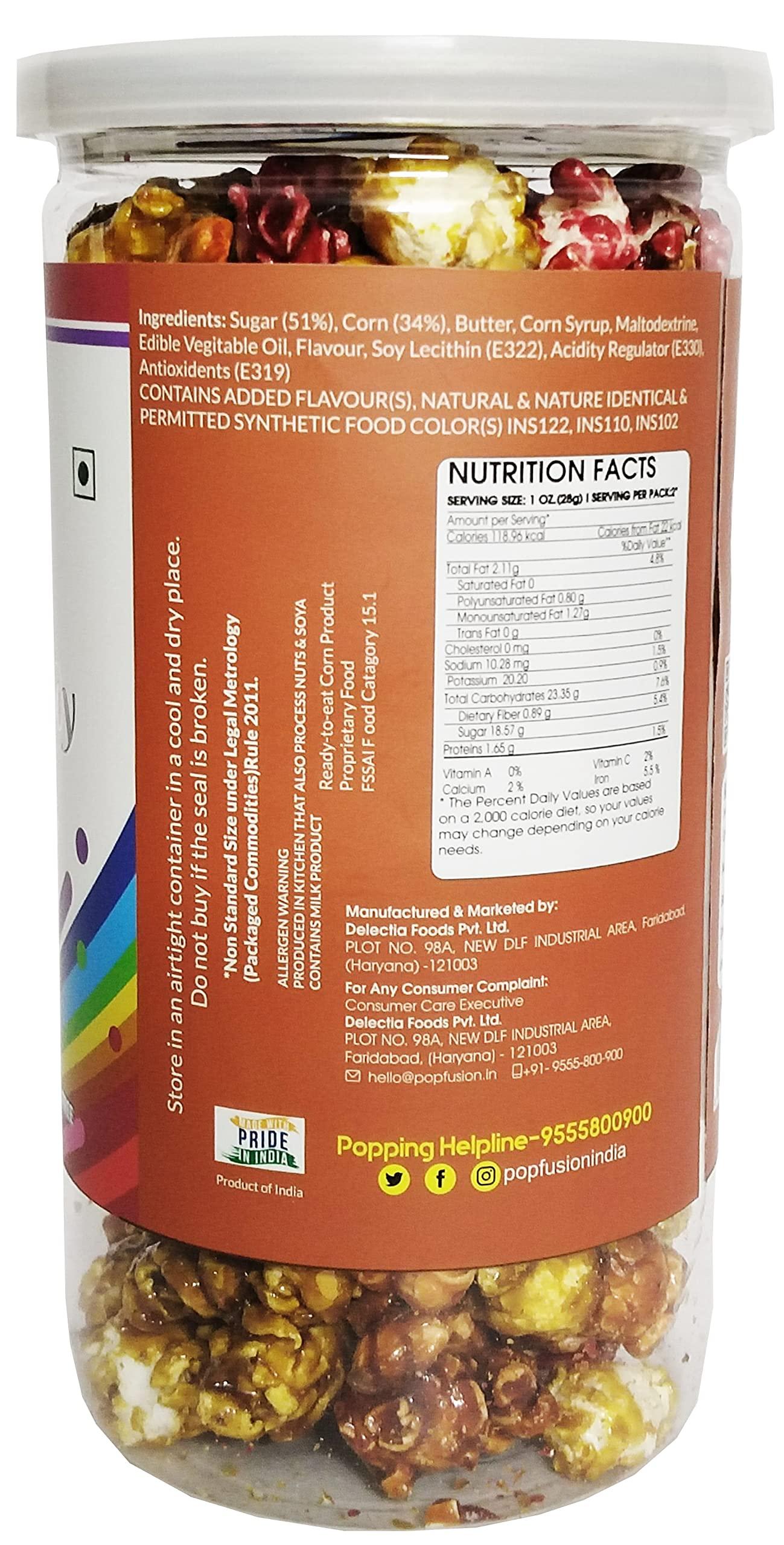 Popcorn Fusion Popfusion Gourmet Flavoured Popcorn - Fruity Magical Candy Popcorn, Gluten free and Low Fat Snacks with Airtight Glass Jar -Combo Pack (170g*2)