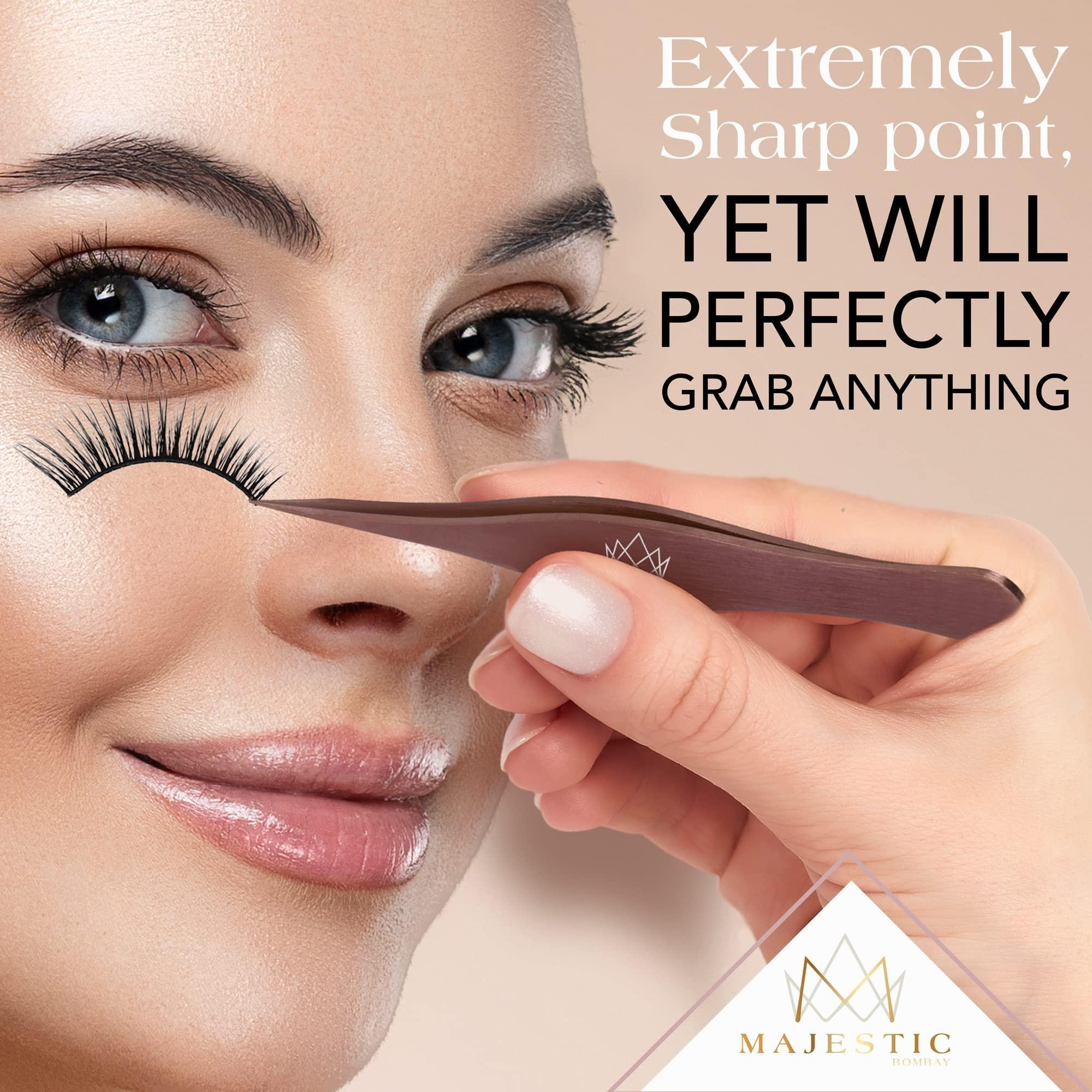 Majestic Bombay Majestic Bombay Fine Point Tweezers for Women and Men Splinter Ticks, Facial, Brow and Ingrown Hair RemovalSharp, Needle Nose, Surgical Tweezers Precision Pluckers Best Tweezers for Chin Hair