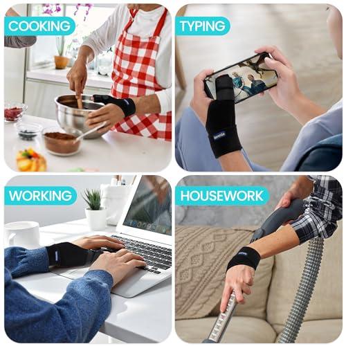 GenetGo Trigger Thumb Splint - Thumb Spica Support Brace Stabilizer for Pain, Sprains, Arthritis, Tendonitis (Right Hand or Left Hand) (Black)