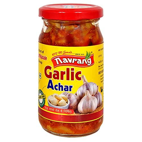 navrang Navrang Homemade Combo Shahi Mango Pickle 200gm Aam ka Achar With Less Oil and Garlic Pickle 200gm Lahsun ka Achaar Tangy, Spicy, Sour, and Salty With Ghar Sa Swad Suddh Sarso Tel Mai Nirmit