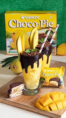 ORION Fruity Choco Pie Combo - Mango & Strawberry Choco Pie, 4x12 pc Pack | Centre-Filled Chocolate Biscuit